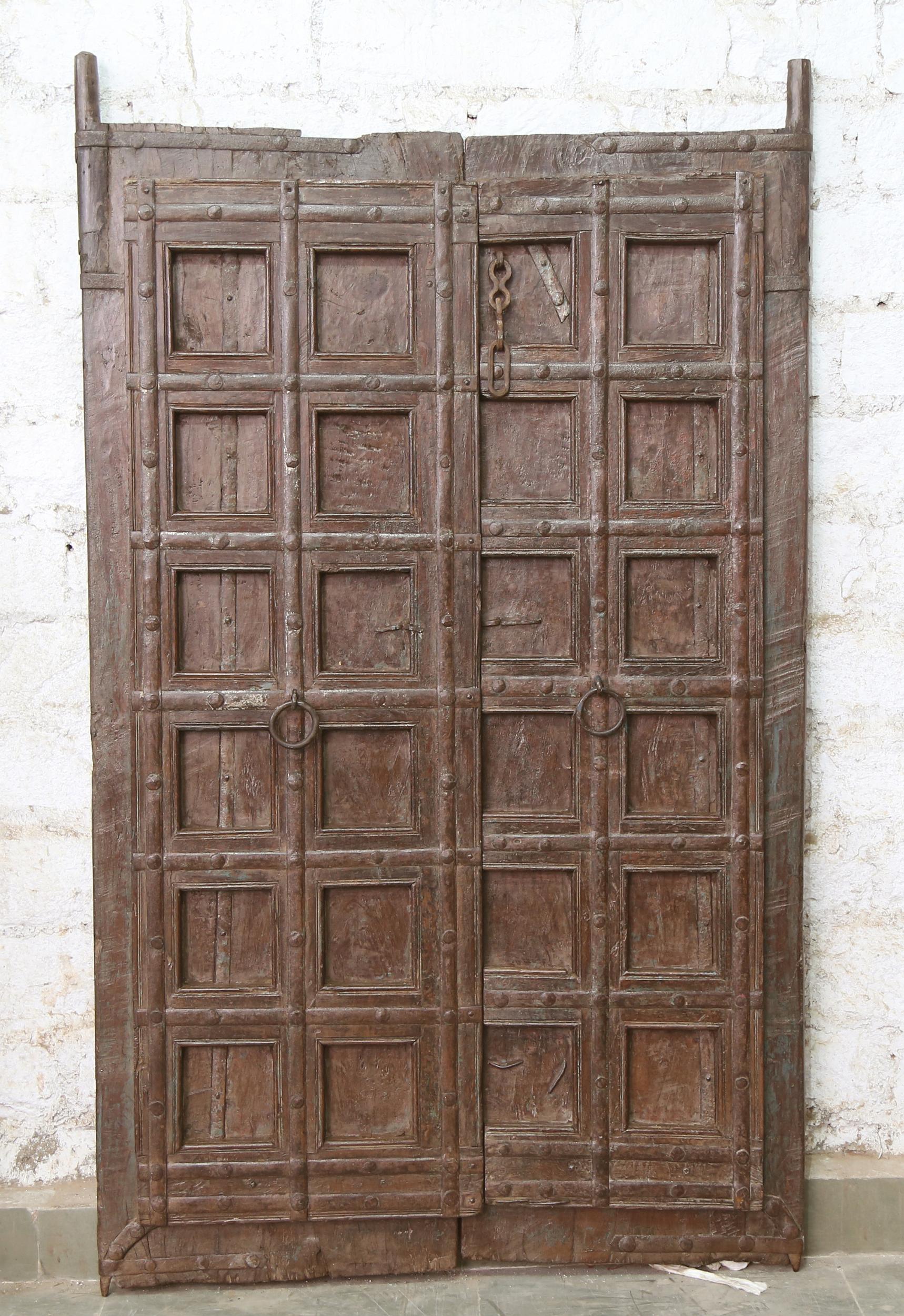 Indien massive Tür antik Teak VI-ED-031