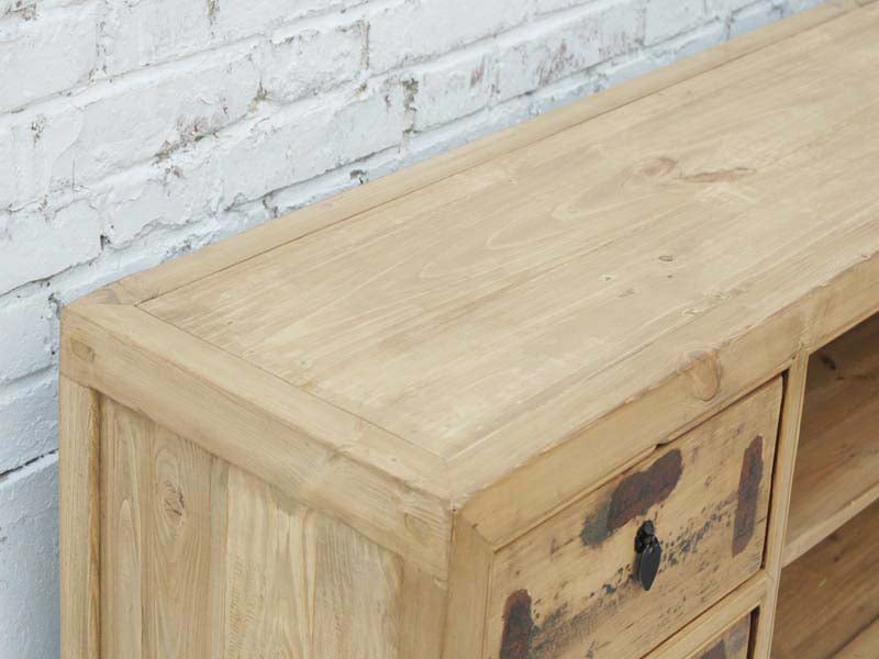 Luxury-Park Flache Kommode Lowboard aus Pinie – Ideal für Bildschirme, Chinesisches Design