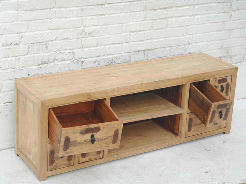 Luxury-Park Flache Kommode Lowboard aus Pinie – Ideal für Bildschirme, Chinesisches Design