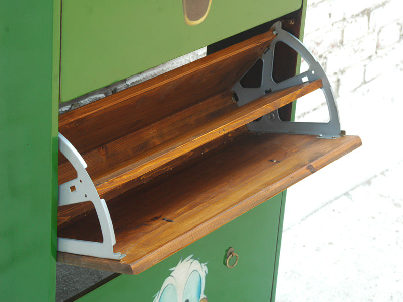 Kinderzimmer Schuhschrank Grün Pappel – Donald Duck Motiv