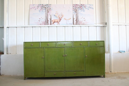 Chinesisches Sideboard aus natürlichem Holz in modischem grün