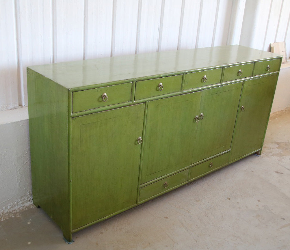 Chinesisches Sideboard aus natürlichem Holz in modischem grün