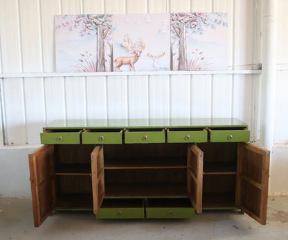 Chinesisches Sideboard aus natürlichem Holz in modischem grün